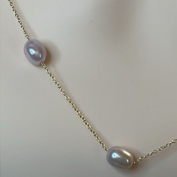 Beautiful Muti Color Pink Pearl Station Necklace & Dangle Earrings 14kyg/SS - Picture 6 of 11